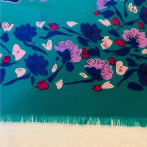 Scarf Green and Purple Floral Scarf EUC
